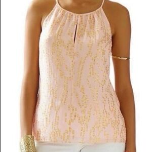 Lilly Pulitzer Del Mar Bubble Clip Dot Silk Blend Tank Size S